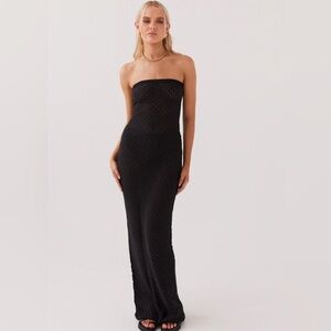 NWT Peppermayo Lorie Knit Tube Maxi Dress Black